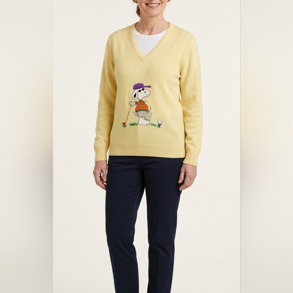 Vintage NWT 70s Snoopy Peanuts Yellow Sweater
